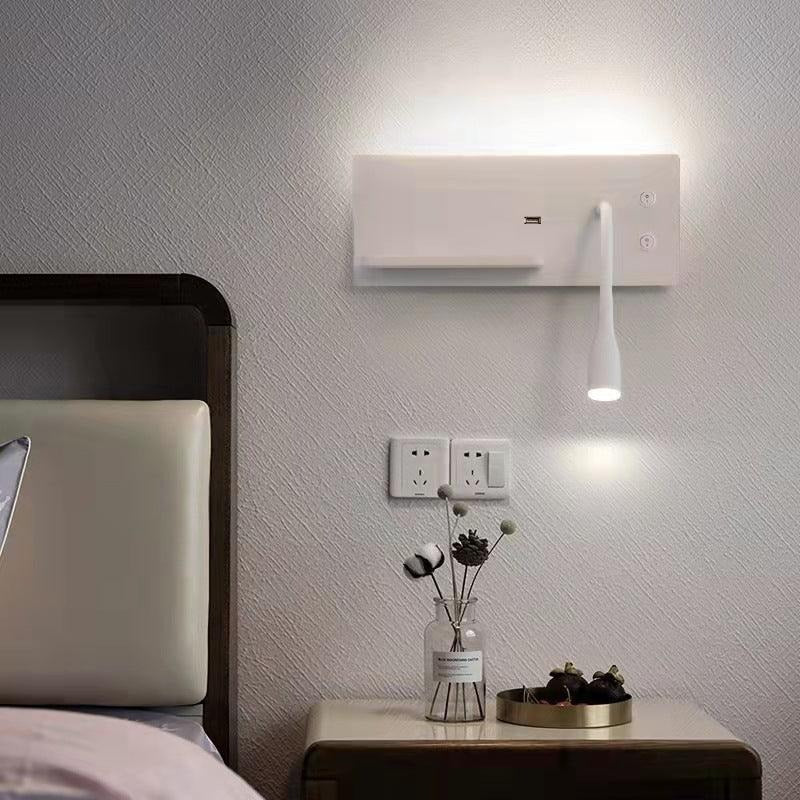 Hdc Led White Gooseneck Led Wall Light With Usb And Wireless Charging - Warm White