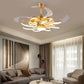 Hdc Invisible Golden Oval Rings Ceiling Fan Chandelier With Remote Control 4 Retractable Abs Blades