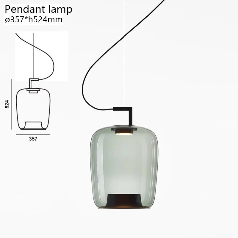Hdc Nordic LED Pendant Light Minimalist Smoke Glass Single Head Hanging Lamp