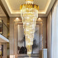 HDC 600*1800MM Golden Luxury Modern Crystal Double Height Chandelier For Staircase