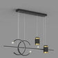Hdc Led Gold Black Body Linear Led Chandelier Light Hanging Lamp With Star Projection