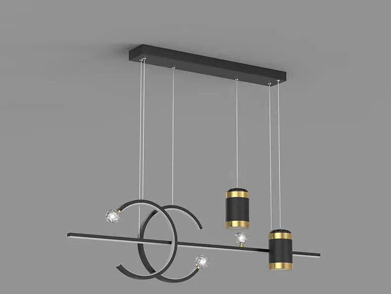 Hdc Led Gold Black Body Linear Led Chandelier Light Hanging Lamp With Star Projection