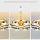 Hdc Golden 8 Rings Ceiling Fan Chandelier With Remote Control 4 Retractable Abs Blades - Tricolor