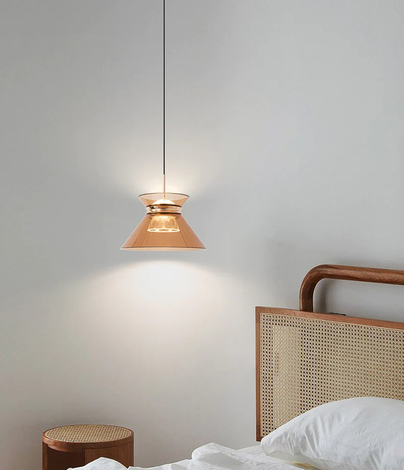 Hdc 1 Light Led Glass Amber Champagne Color Gold Pendant Ceiling Light - Warm White