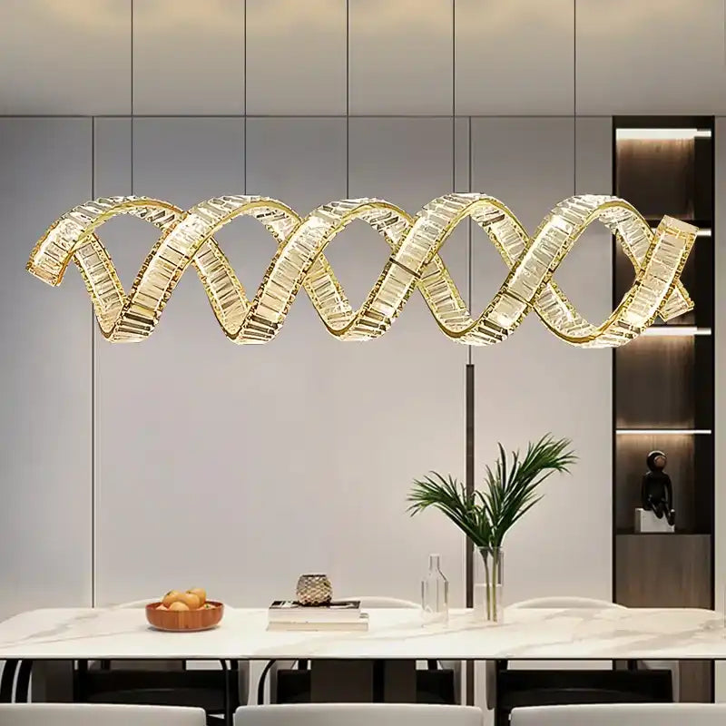 Hdc 1200x350mm Long Crystal Gold Chandelier Ceiling Lights Hanging
