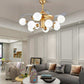 Hdc 10 Light Frost Glass Ceiling Fan Chandelier Gold Retractable Light Led 3 Color Setting Control With Remote - HDC Lights