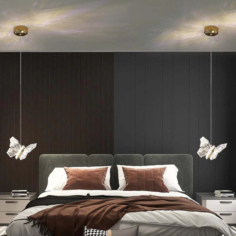 HDC Led Gold Butterfly Bedside Hanging Pendant Ceiling Lamp Light Fixture - Tricolor