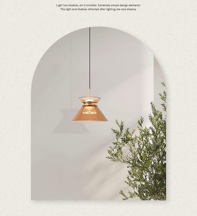 Hdc 1 Light Led Glass Amber Champagne Color Gold Pendant Ceiling Light - Warm White