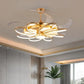 Hdc Invisible Golden Oval Rings Ceiling Fan Chandelier With Remote Control 4 Retractable Abs Blades