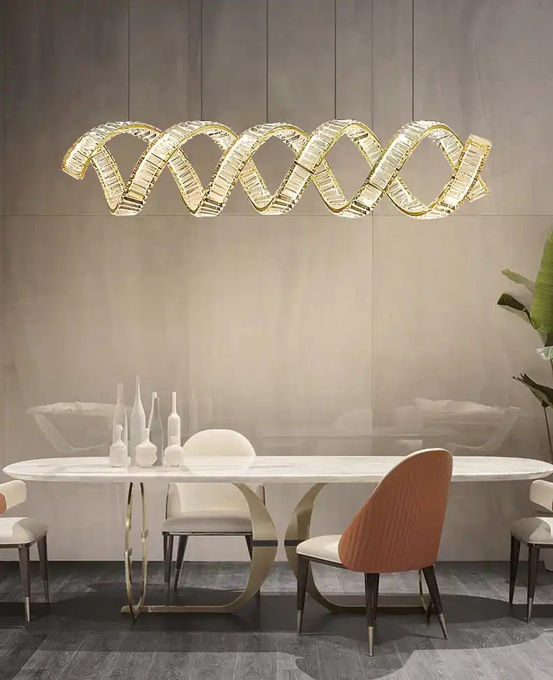 Hdc 1200x350mm Long Crystal Gold Chandelier Ceiling Lights Hanging