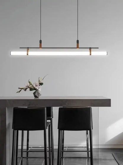 Hdc Black 800 Long Led Chandelier Office Dining Light - Warm White