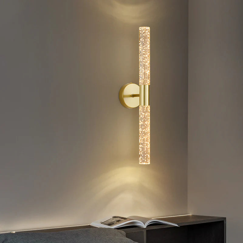 Hdc 600mm Led Electroplated Gold Crystal Long Metal Wall Light For Living Room Drawing Room - Tricolor