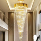 HDC 600*1800MM Golden Luxury Modern Crystal Double Height Chandelier For Staircase