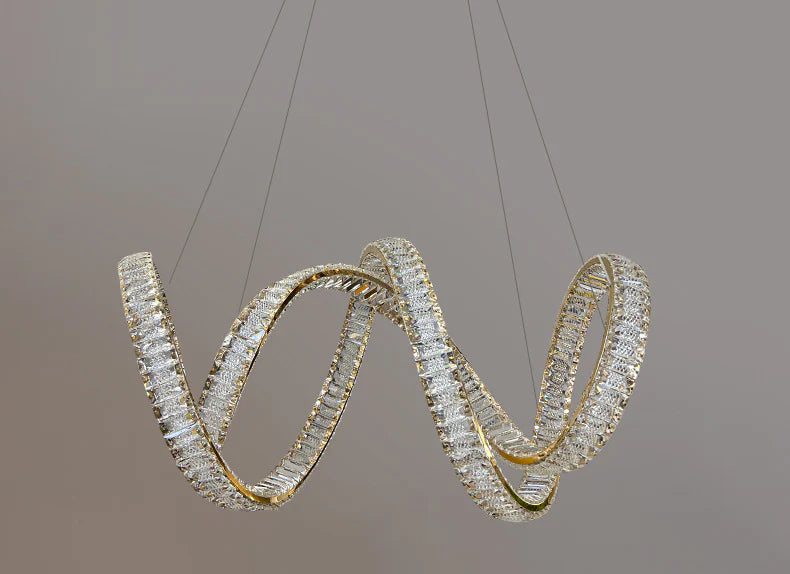 Hdc 1000mm Crystal Metal Modern Led Chandelier- Tricolor