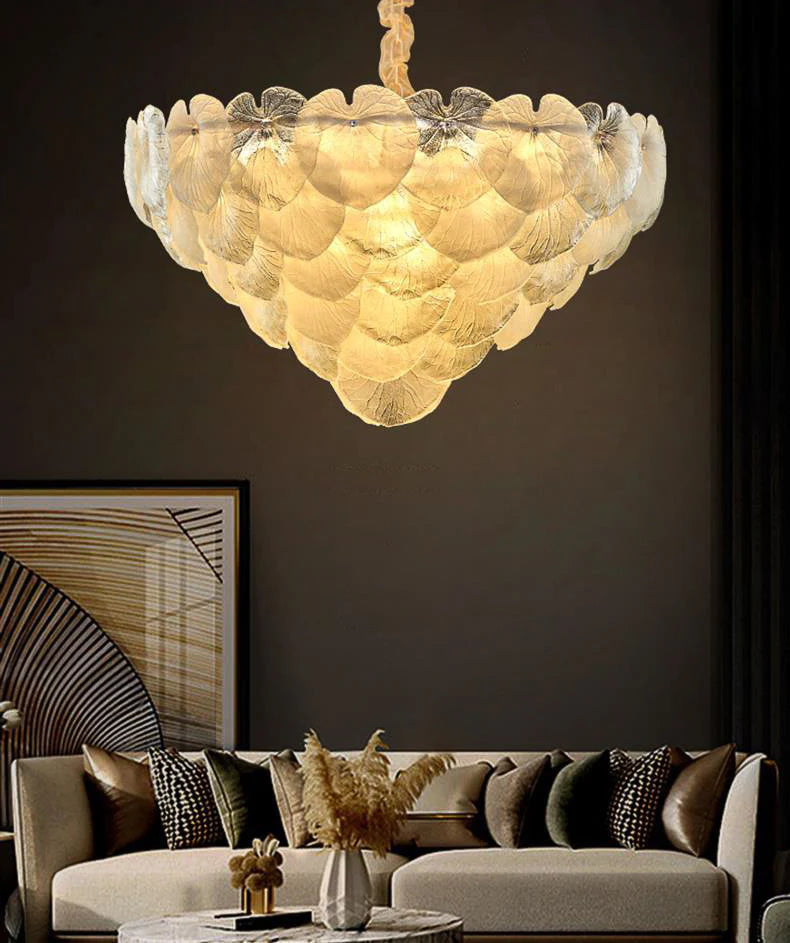 Hdc 600Mm gold Metal White Glass Led Chandelier Hanging Suspension Lamp - Warm White