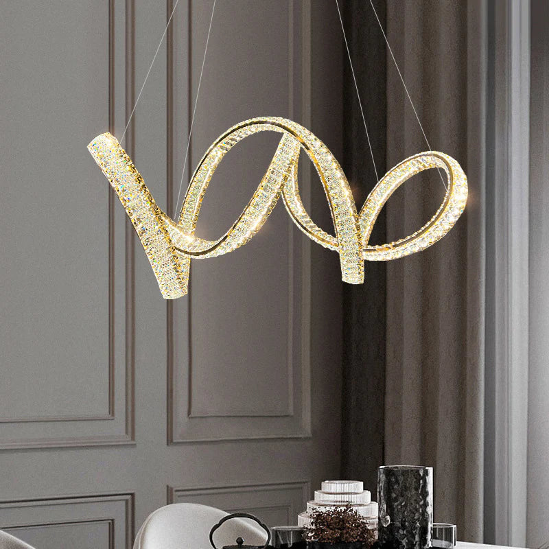 Hdc 1000mm Crystal Metal Modern Led Chandelier- Tricolor