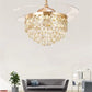 HDC Crystal Ceiling Fans with Lights Retractable Blades Remote Control Modern Luxury LED Chandelier Fan 3 Speeds 3 Color Changes Lighting Fixtures
