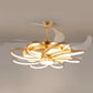 Hdc Invisible Golden Oval Rings Ceiling Fan Chandelier With Remote Control 4 Retractable Abs Blades