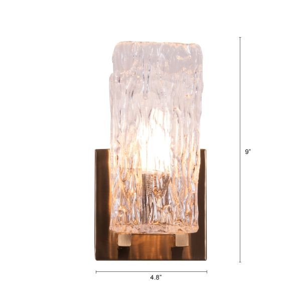 Hdc Modern style gold finish square glass LED Wall lamp for Living room bedside