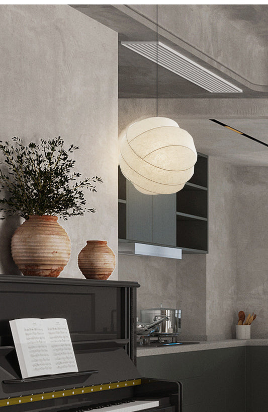 Hdc New Modern Minimalist Eye-protecting wabi-sabi style Silk Fabric Pendant Lamp For living room bedroom