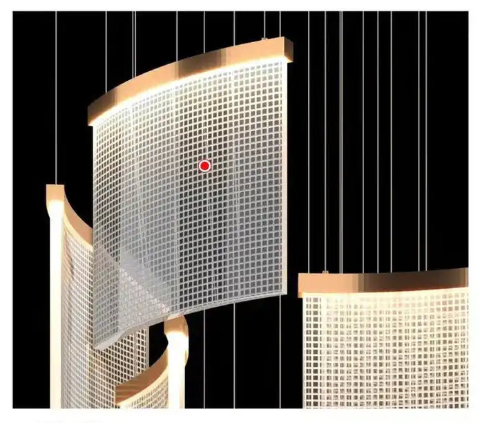 HDC 11 Lights Modern Style Curvilinear Design Acrylic Pendant Double Height Stair Chandelier