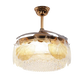 Hdc Feather Glass Crystal Ceiling Fan Chandelier Luxury Gold Retractable Light Led 3 Color Setting Control With Remote