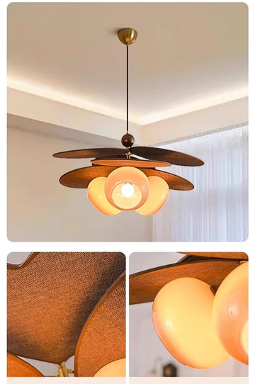 HDC Rattan Weave Vintage Pendant Light Retro Restaurant Hanging Lamp for Bedroom, Living Room