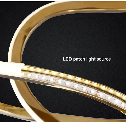 HDC 1200mm Gold Finish Modern 5 Rings LED Chandelier Light for Dining & Living Room