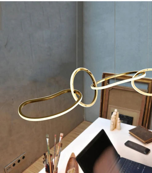 HDC 1200mm Gold Finish Modern 5 Rings LED Chandelier Light for Dining & Living Room