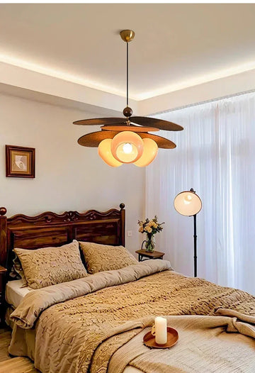 HDC Rattan Weave Vintage Pendant Light Retro Restaurant Hanging Lamp for Bedroom, Living Room