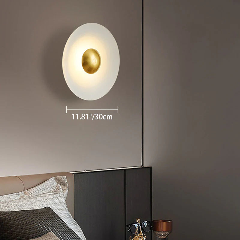 Hdc Contemporary White Creative Macaron Flying Saucer Hardware LED Wall Sconce Lamp For Bedroom- Tricolor