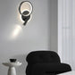 HDC Led Black Round Bedside Wall Ceiling Light With Spot - Tricolor