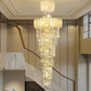 HDC 600*1800MM Golden Luxury Modern Crystal Double Height Chandelier For Staircase