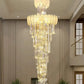 HDC 600*1800MM Golden Luxury Modern Crystal Double Height Chandelier For Staircase