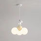 HDC Kids Cloud Pendant Chandelier Light with Playful Bear Figurine for Nursery & Kids Room