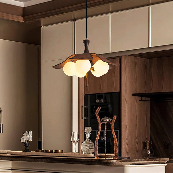 HDC 5 Lights Luxury Rattan Magic Bean Chandelier Pendant Light for Cafe, Dining