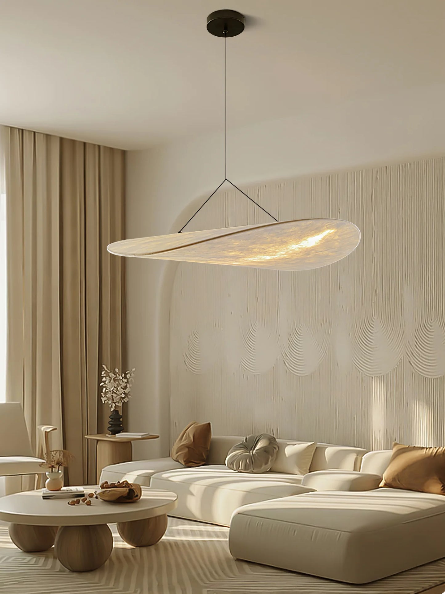 HDC Modern Curved Shell Pendant Light – Sculptural Warm LED Ceiling Lamp for Dining, Lounge & Contemporary Interiors