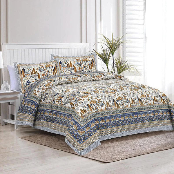 Hdc Jaipuri Block Print Cotton King Size Double Bed Sheet With 2 Pillow Cover For Bedroom, Home Decor