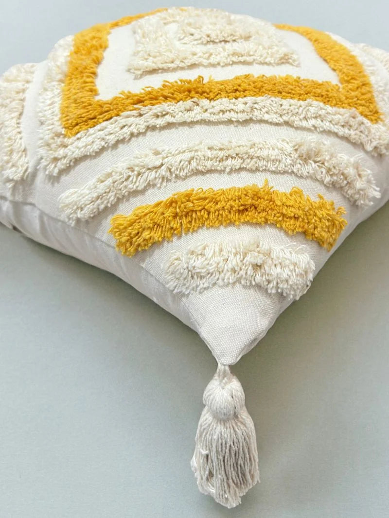 Hdc Luxury Cotton Handmade Decorative Boho Throw Pillow Covers with Tassels 16″X16″ for Decorative Sofa Couch Living Room Indoor Outdoor Chair Farmhouse