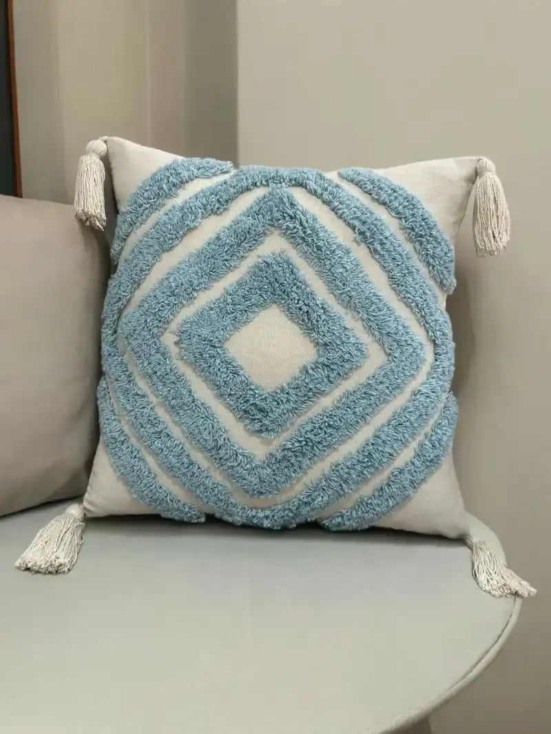 Hdc Luxury Cotton Handmade Decorative Boho Throw Pillow Covers with Tassels 16″X16″ for Decorative Sofa Couch Living Room Indoor Outdoor Chair Farmhouse