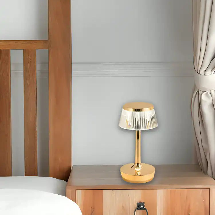 Hdc Mushroom Table Lamp Home Elegant Decorative Living Room Bedside Crystal Desk Lamp Hallway Lamp Living Room Cofe Bar for Bedroom Champagne Gold