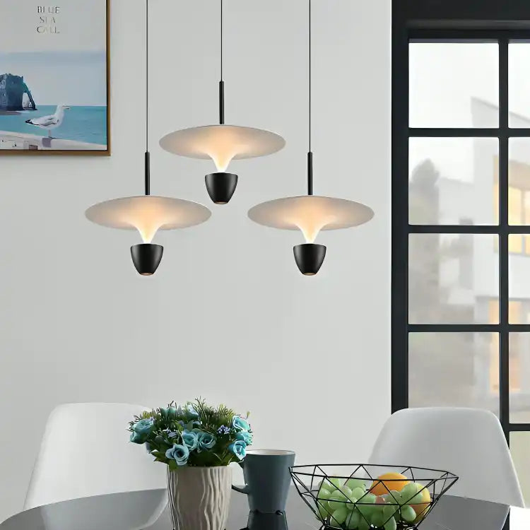 HDC Nordic minimalist flying saucer black white grey crystal pendant lamp