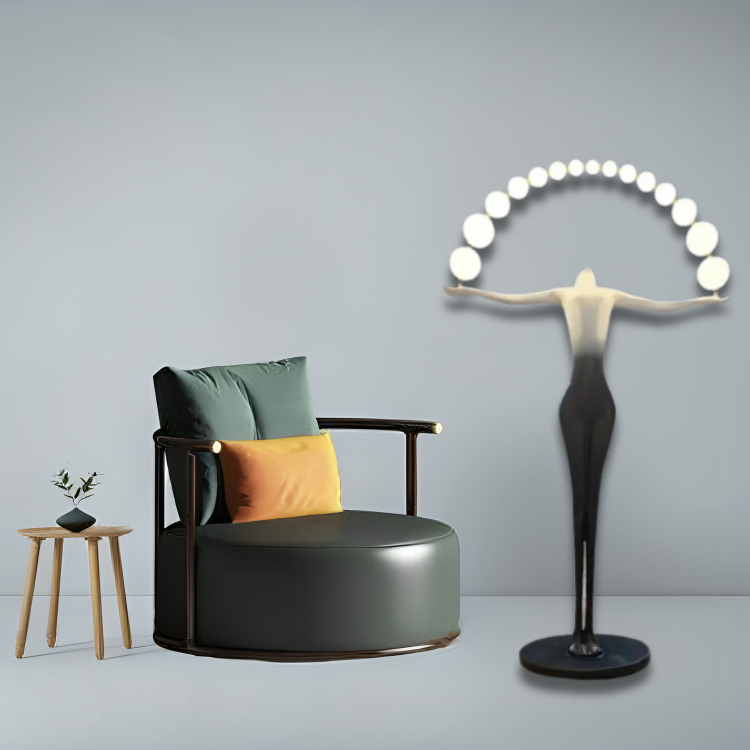 Hdc Black And White Lady Art Sculpture Living Room Creative Abstract Character Decorative Floor Lamp