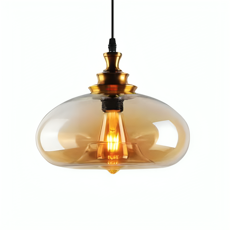 Hdc 1 Light Led Amber Glass Pendant Lamp Ceiling Light