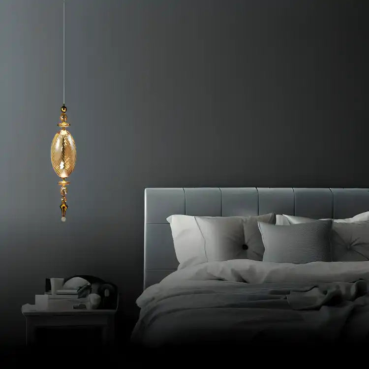 HDC Luxury Amber/Smoke Crystal Pendant Light Modern Metal Glass Led Pendant Lights