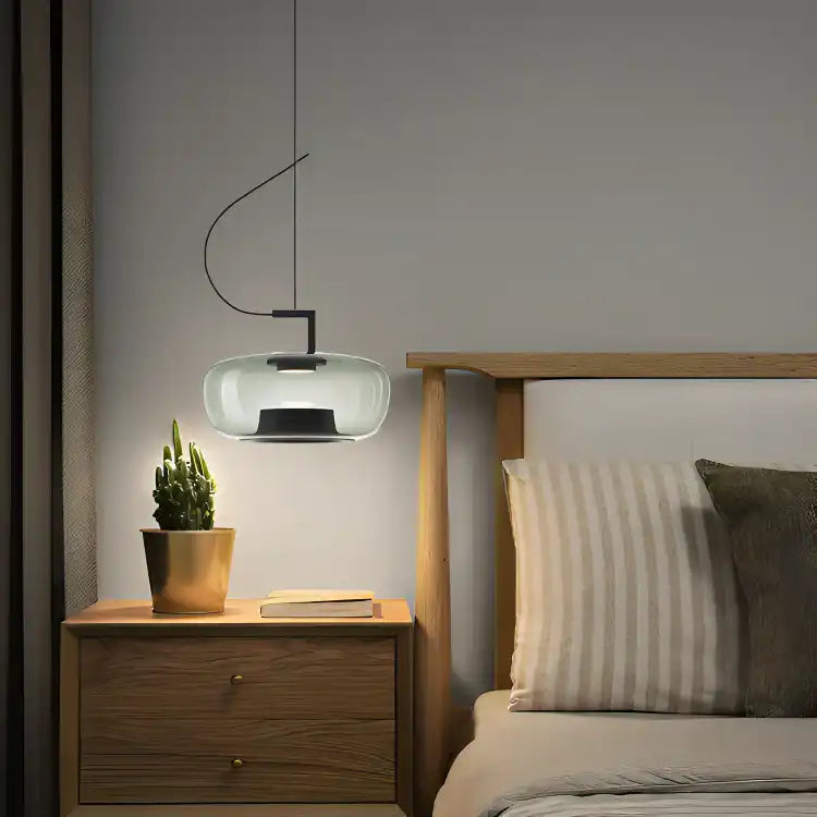 Hdc Nordic LED Pendant Light Minimalist Smoke Glass Single Head Hanging Lamp