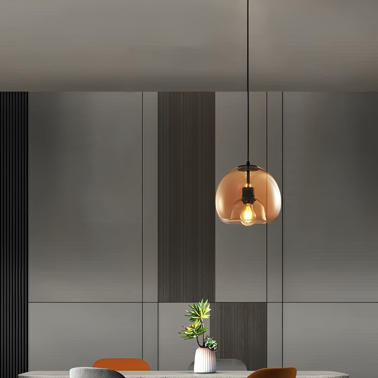 HDC 1-Light Amber/Grey Pendant Bedside Ceiling Light
