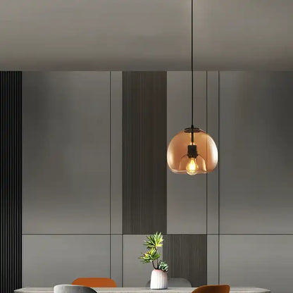 HDC 1-Light Amber/Grey Pendant Bedside Ceiling Light