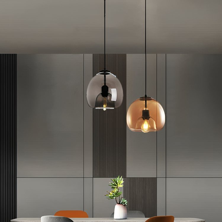 HDC 1-Light Amber/Grey Pendant Bedside Ceiling Light
