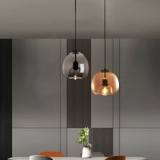HDC 1-Light Amber/Grey Pendant Bedside Ceiling Light
